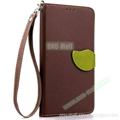 Litchi Texture Leaf Magnetic Snap Flip Leather Wallet Case for LG V10 Phone Case